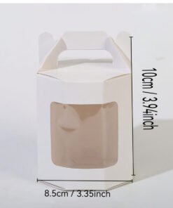 Vedini Window Gift Box with Handle – Kraft Brown & White – 8.5×8.5×10cm(pack of 10) - White