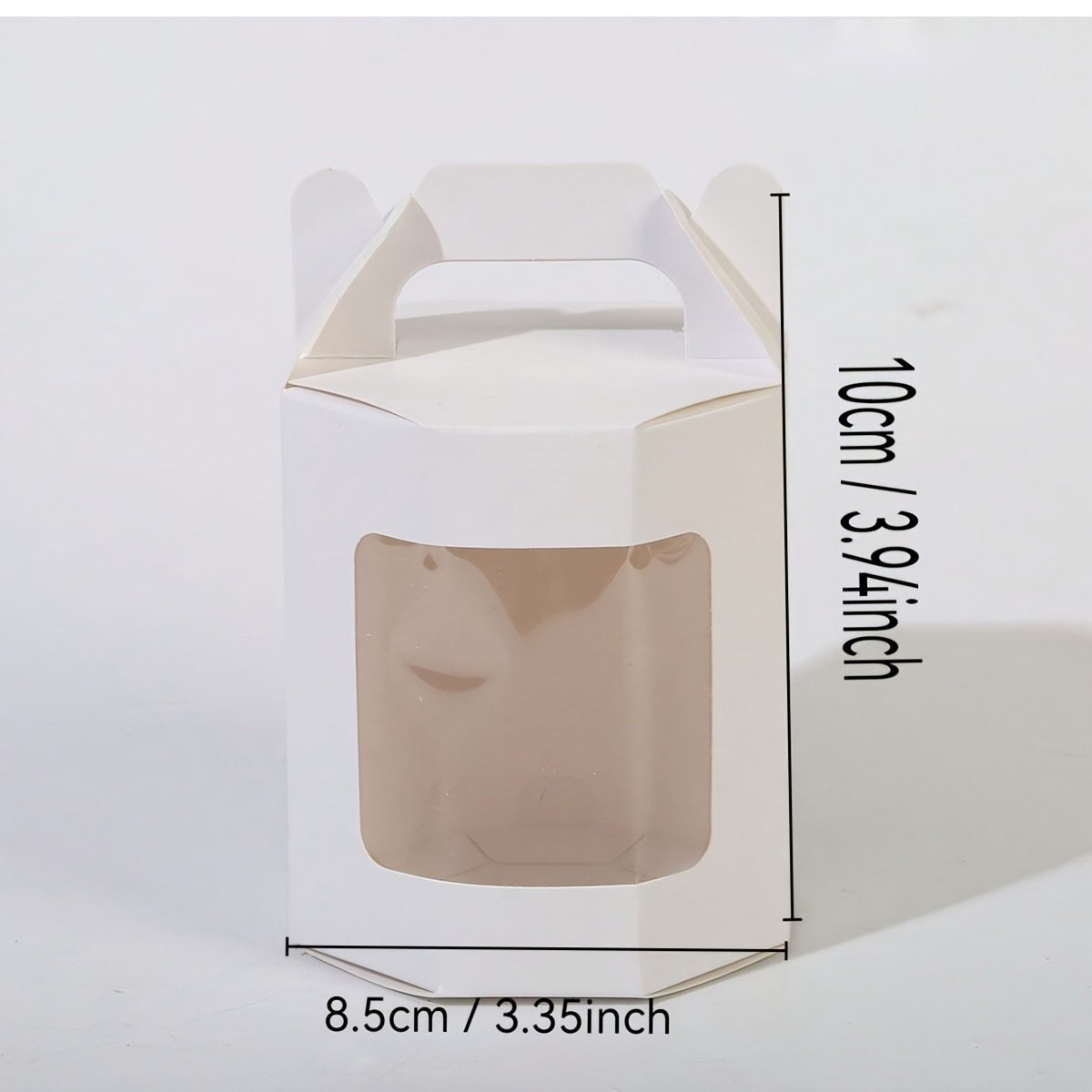 Vedini Window Gift Box with Handle – Kraft Brown & White – 8.5×8.5×10cm(pack of 10) - Image 3