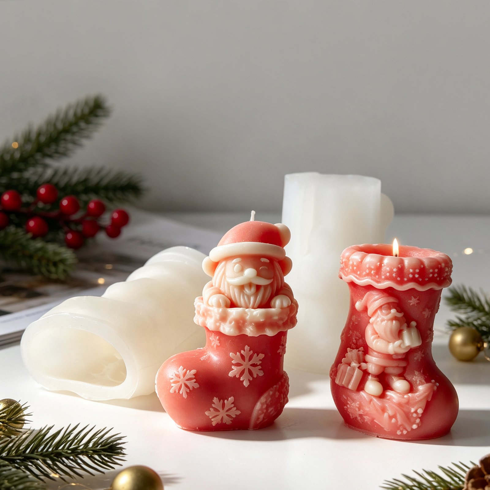 Vedini Christmas Boot Candle Silicone Mold DIY Christmas Santa Claus Silicon Mold-JKB-3571 - Image 4