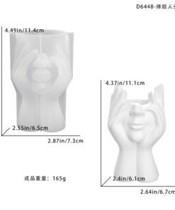 Alternative view of Vedini face-holding human head vase silicone mold DIY multifunctional storage pen holder makeup brush holder decorative plaster mold JKB-3512