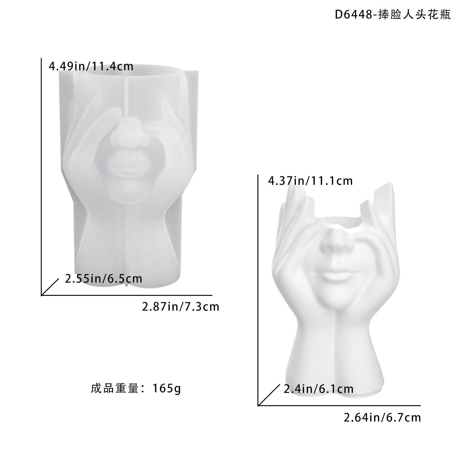 Vedini face-holding human head vase silicone mold DIY multifunctional storage pen holder makeup brush holder decorative plaster mold JKB-3512 - Image 2