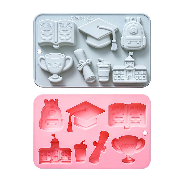 Vedini 7 Cavity Of Academy-Themed Designs, Including Schoolbags, Teaching Buildings, Trophies, Etc., for Cakes and Chocolates JKB-3551 - Image 2