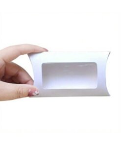 Vedini Pillow Window Gift Box with Transparent Window – Kraft Brown, White & Black – 14.5×7.5cm(pack of 10) - White