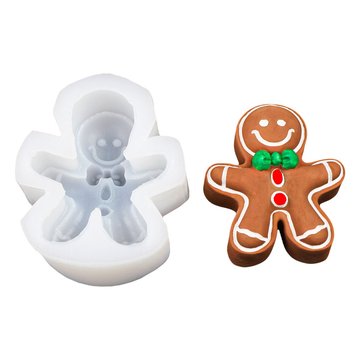 Vedini Smiley Gingerbread Man Shaped Silicone Mold Christmas Scented Candle Plaster Mold Chocolate Fondant Cookie Mold JKB-3541 - Image 3