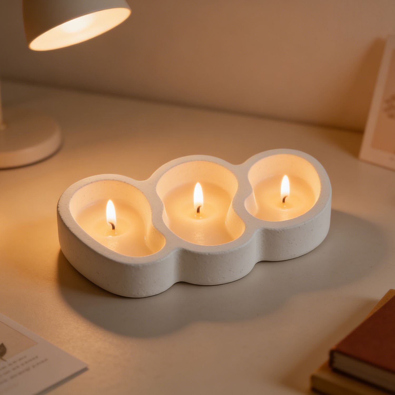 Vedini three consecutive irregular wax Candle Cup Resin Mold, Scented Candle Cup Plaster Silicone Mold JKB-3511