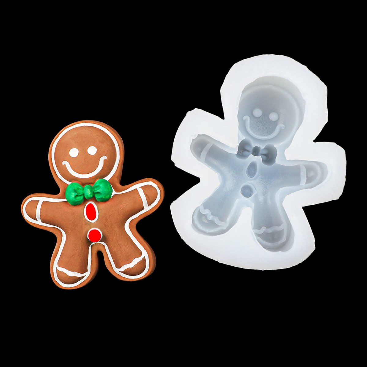 Vedini Smiley Gingerbread Man Shaped Silicone Mold Christmas Scented Candle Plaster Mold Chocolate Fondant Cookie Mold JKB-3541 - Image 5