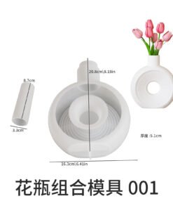Alternative view of Vedini Circle Stripe Ornament Donut Flower Arrangement Vase Resin Silicone Circle Vase Silicone Mold JKB-3581