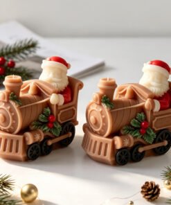 Vedini Santa In Christmas Train-Shaped Candle Mold DIY Santa Claus train aromatherapy plaster ornament JKB-3526