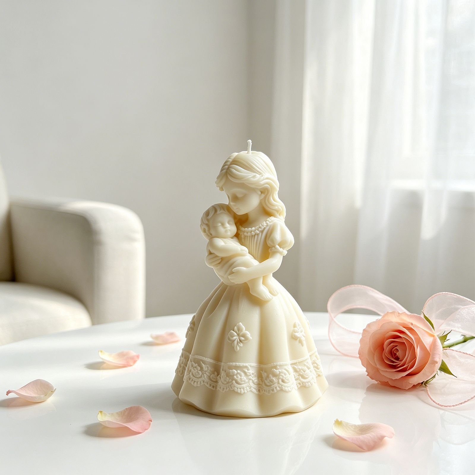 Vedini Baby Girl Holding Baby Silicone Mold for Scented Candles DIY Motherly Love Theme Handmade Soap Plaster Mold JKB-3580 - Image 3