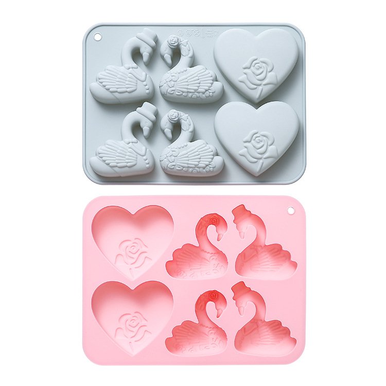 Vedini 6-Cavity Swan Heart-Shaped Silicone Mold Cake Mold JKB-3534 - Image 2