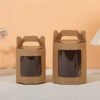 Vedini Window Gift Box with Handle – Kraft Brown & White – 8.5×8.5×10cm(pack of 10) - Image 2