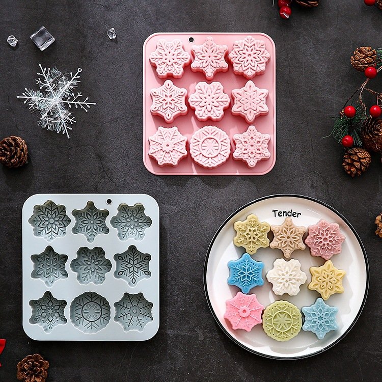 Vedini 9 Cavity Of Different Snowflake-Shaped Silicone Molds for Christmas Cakes, Ice Trays, and Chocolate Molds JKB-3557 - Image 6
