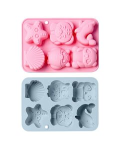 Alternative view of Vedini 6 Cavity Cartoon Shapes of Owls, Dolphins, Shells, Silicone Mold JKB-3546