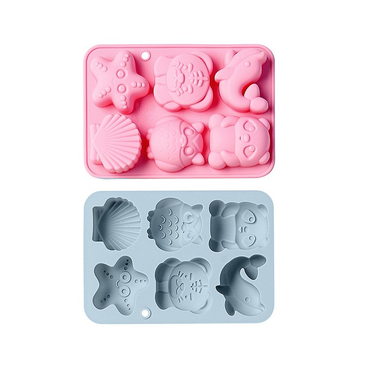 Vedini 6 Cavity Cartoon Shapes of Owls, Dolphins, Shells, Silicone Mold JKB-3546 - Image 2
