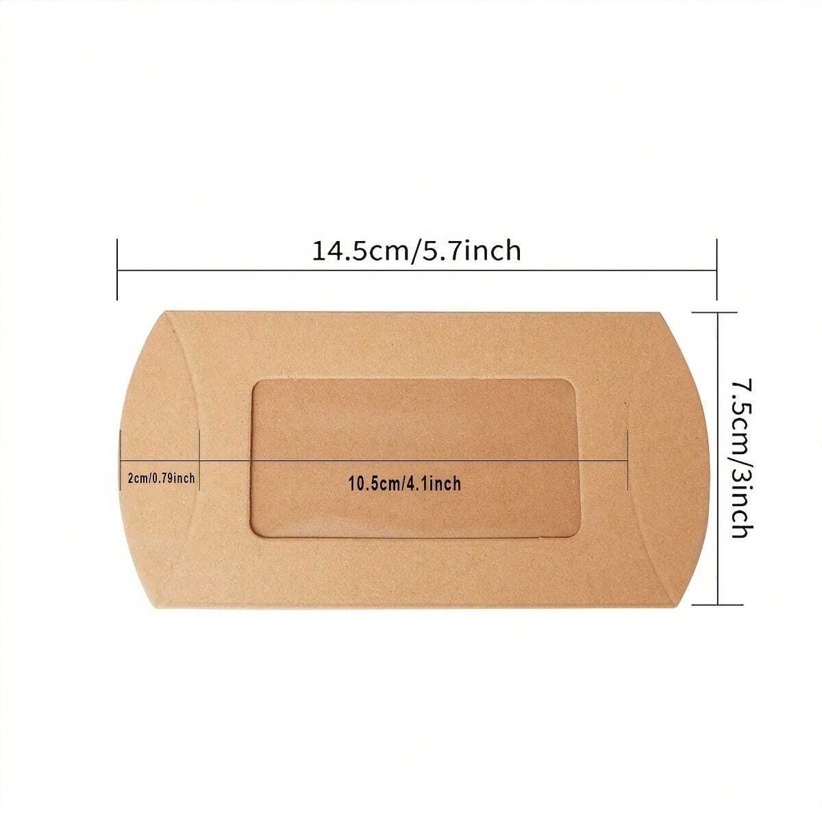 Vedini Pillow Window Gift Box with Transparent Window – Kraft Brown, White & Black – 14.5×7.5cm(pack of 10) - Image 2