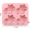 Vedini 4 Cavity Hippo-Shaped Cartoon Animal Resin Gummy Mold, Plaster Mold, Dessert Silicone Mold JKB-3555 - Image 5