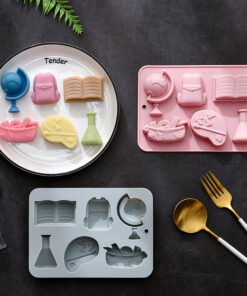 Vedini 6 Cavity Different Themed Silicone Molds for School Supplies, Cake Molds, Ice Cube Molds, Chocolate Molds JKB-3535