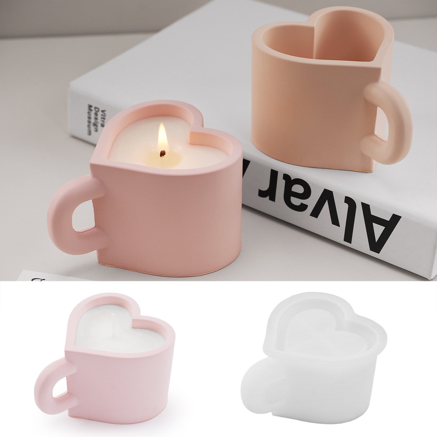 Vedini Gypsum Cement Candle Cup Love Tea Cup Storage Vase Mirror Silicone Mold JKB-3501 - Image 3