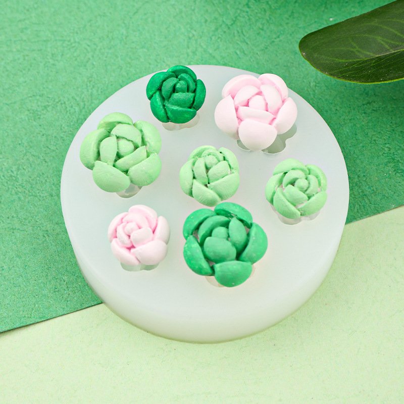 Vedini 7 Cavity Small Succulent Plant Silicone Mold JKB-3503 - Image 3