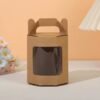 Vedini Window Gift Box with Handle – Kraft Brown & White – 8.5×8.5×10cm(pack of 10) - Image 4