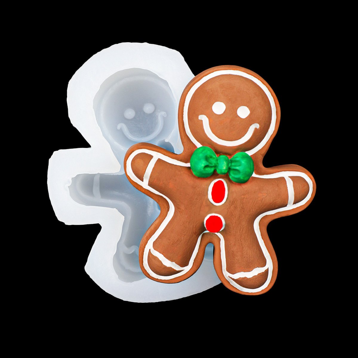 Vedini Smiley Gingerbread Man Shaped Silicone Mold Christmas Scented Candle Plaster Mold Chocolate Fondant Cookie Mold JKB-3541
