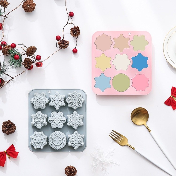 Vedini 9 Cavity Of Different Snowflake-Shaped Silicone Molds for Christmas Cakes, Ice Trays, and Chocolate Molds JKB-3557 - Image 4