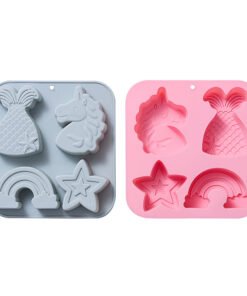 Alternative view of Vedini 4 Cavity Unicorn Mermaid Tail, Five-Pointed Star, Rainbow-Shaped Silicone Mold JKB-3536