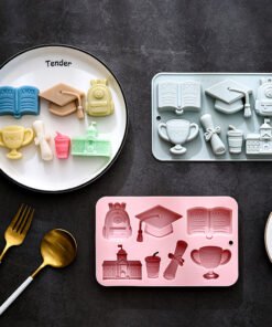 Vedini 7 Cavity Of Academy-Themed Designs, Including Schoolbags, Teaching Buildings, Trophies, Etc., for Cakes and Chocolates JKB-3551