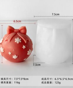 Alternative view of Christmas Bow Ball Silicone Candle Mould | Snowflake & Star Design | 6.5 cm Decorative Candle Making Mould | JKB 3519