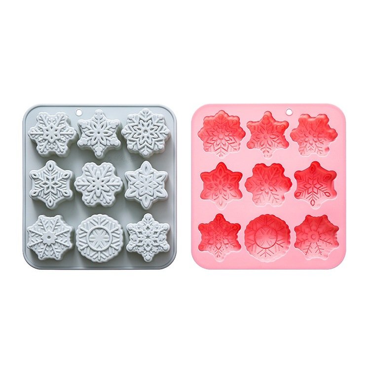 Vedini 9 Cavity Of Different Snowflake-Shaped Silicone Molds for Christmas Cakes, Ice Trays, and Chocolate Molds JKB-3557 - Image 3