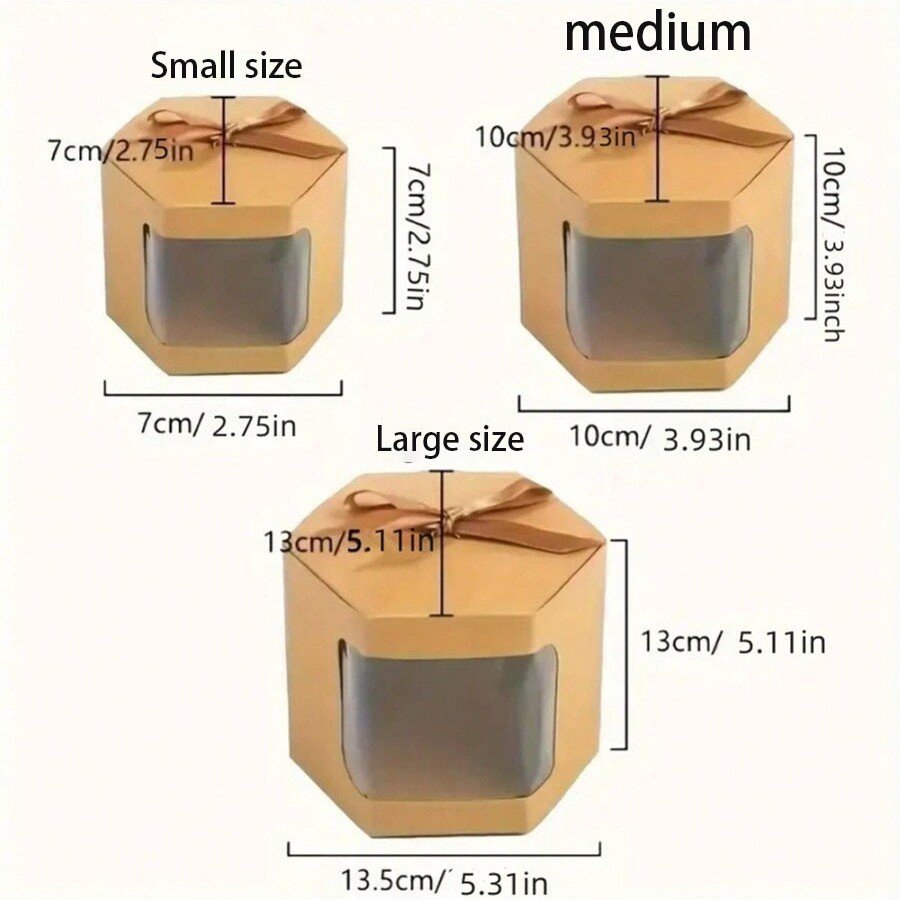 Vedini Kraft Brown Window Gift Box with Ribbon – Small, Medium & Large Candle & Gift Packaging Box(Pack of 10 ) - Image 3