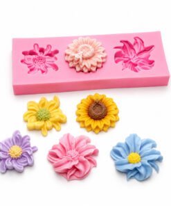 Alternative view of Vedini 3 Cavity Chrysanthemum Daisy bee Sunflower Flower Silicon Mold-JKB-3573
