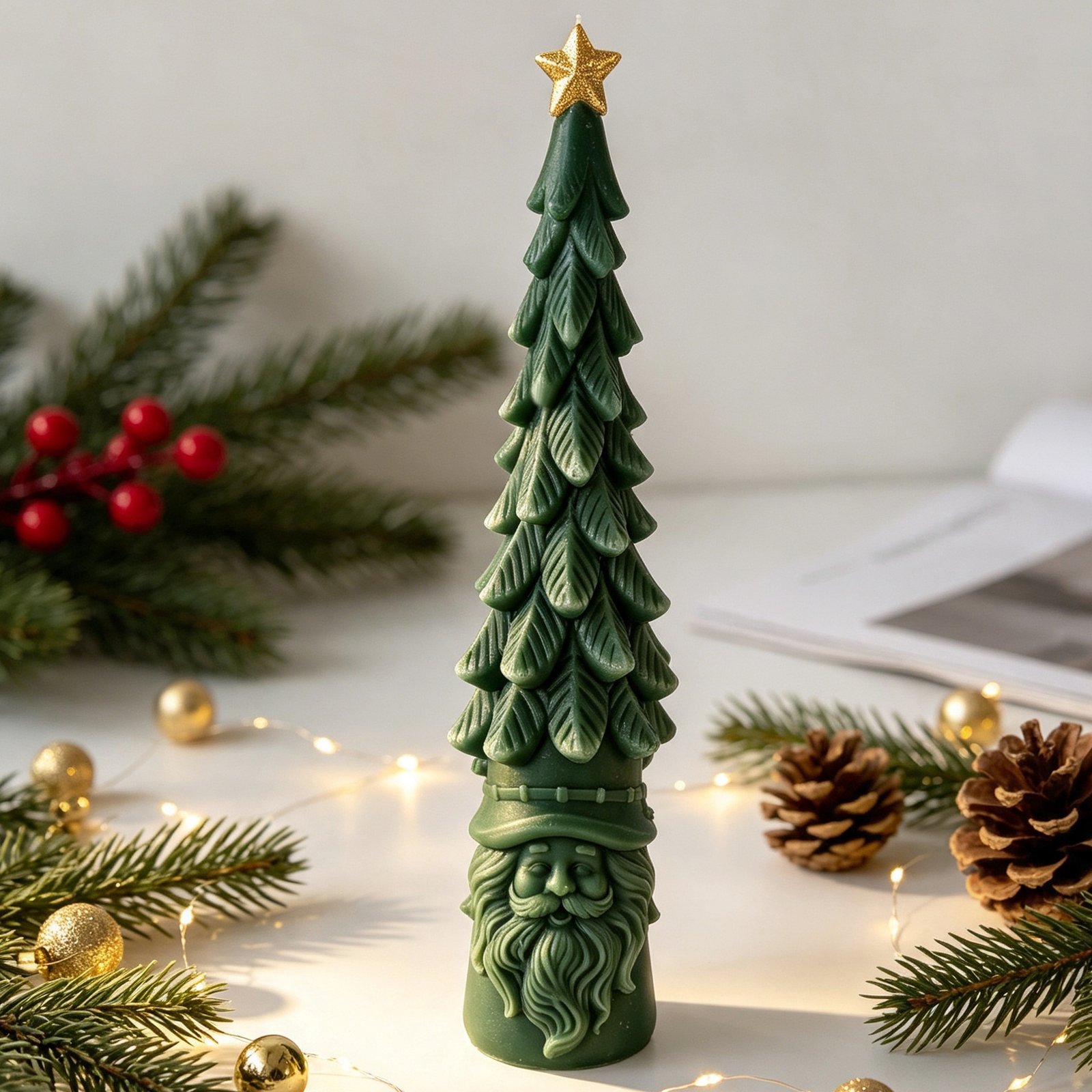 Vedini Santa Claus Tree Candle Mold DIY Christmas Tree Scented Candle Decoration Silicon Mold JKB-3524 - Image 5
