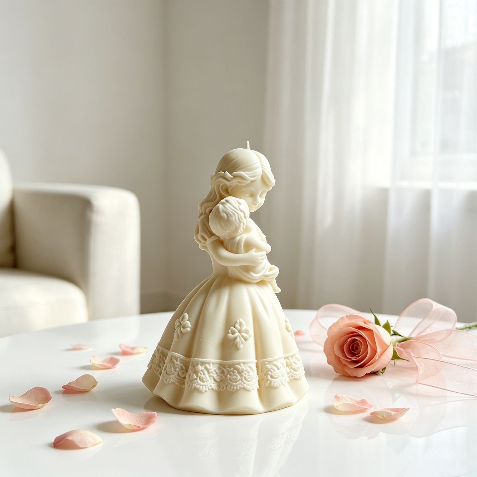 Vedini Baby Girl Holding Baby Silicone Mold for Scented Candles DIY Motherly Love Theme Handmade Soap Plaster Mold JKB-3580 - Image 2