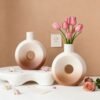 Vedini Circle Stripe Ornament Donut Flower Arrangement Vase Resin Silicone Circle Vase Silicone Mold JKB-3581 - Image 5