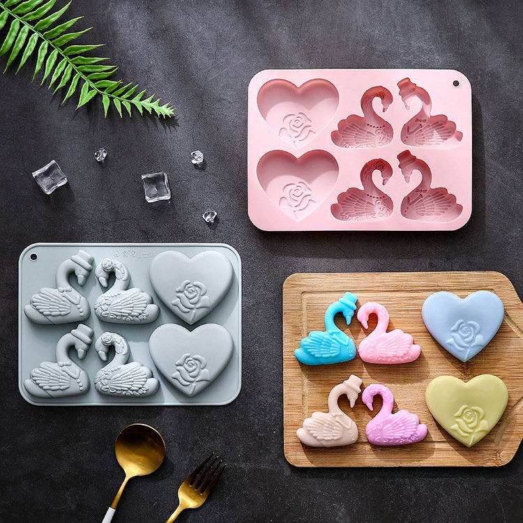 Vedini 6-Cavity Swan Heart-Shaped Silicone Mold Cake Mold JKB-3534 - Image 4