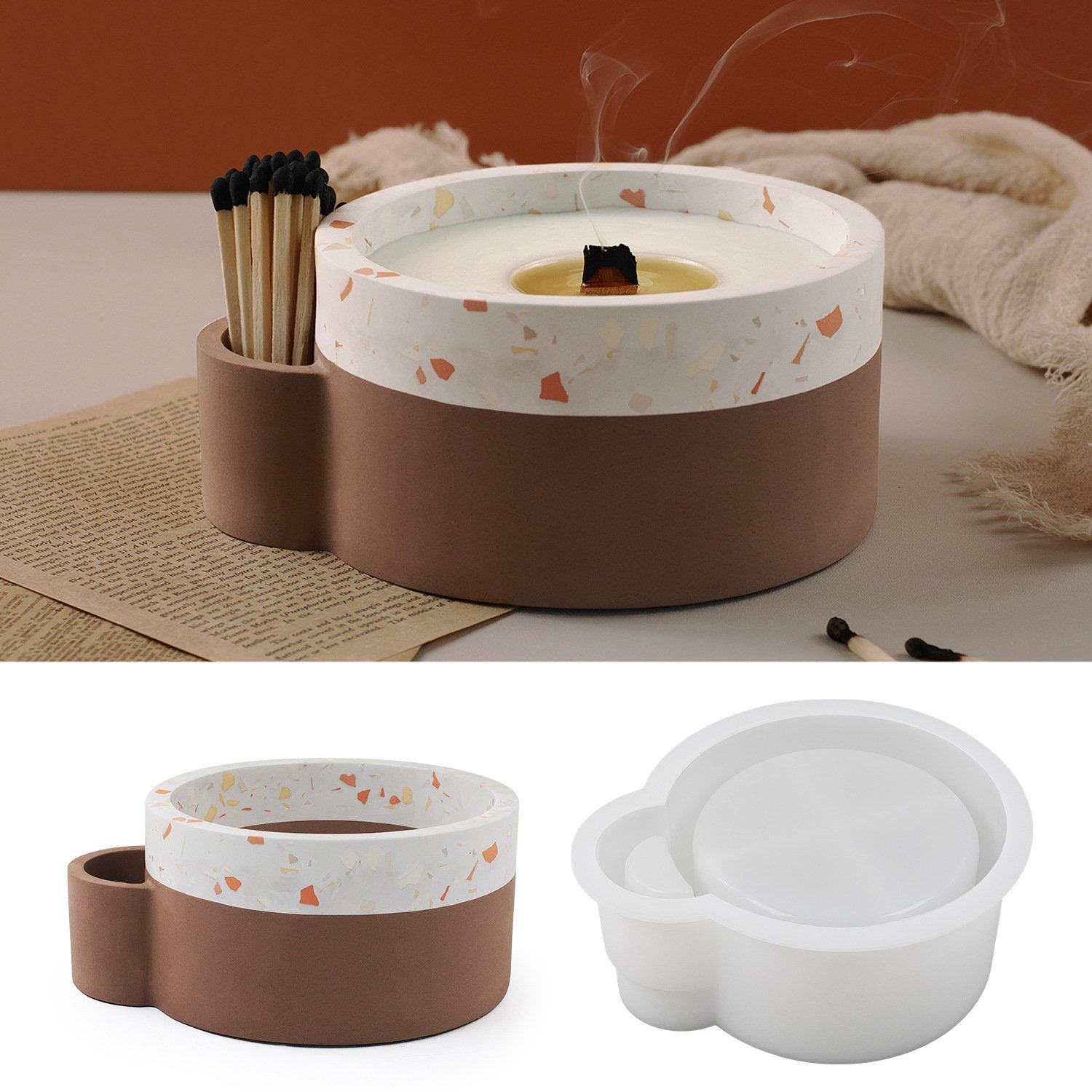 Vedini Epoxy Cement Cup With Match Hole Match Storage Large Capacity Silicone Mold JKB-3502 - Image 3