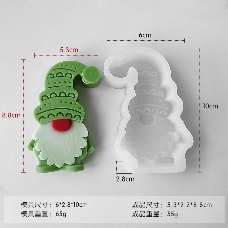 Christmas Elf Aromatherapy Candle Silicone Mold DIY Christmas Dwarf Candle Plaster Ornament Mold JKB-3572 - Image 2