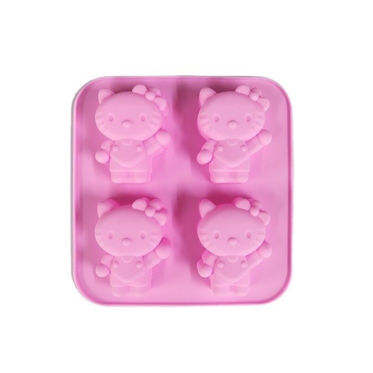Vedini 4 Cavity Kitty Cartoon Silicon Mold JKB-3556