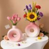 Vedini Circle Stripe Ornament Donut Flower Arrangement Vase Resin Silicone Circle Vase Silicone Mold JKB-3581 - Image 3