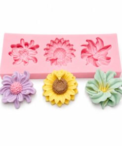 Vedini 3 Cavity Chrysanthemum Daisy bee Sunflower Flower Silicon Mold-JKB-3573