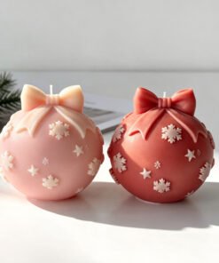 Christmas Bow Ball Silicone Candle Mould | Snowflake & Star Design | 6.5 cm Decorative Candle Making Mould | JKB 3519
