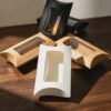 Vedini Pillow Window Gift Box with Transparent Window – Kraft Brown, White & Black – 14.5×7.5cm(pack of 10) - Image 3