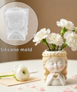 Vedini Heart-Shaped Girl Vase Silicone Mold for DIY plant pot, pen holder, and storage plaster mold JKB-3513
