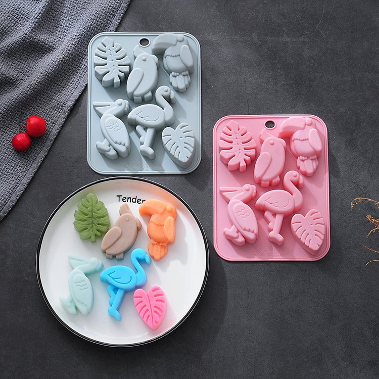 Vedini 6 Cavity Different Bird and Leaf Designs for Baking, Chocolate, Ice, Crystal, and Resin Cake Molds JKB-3538
