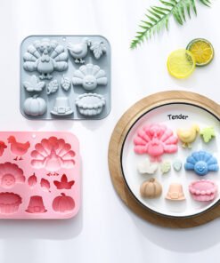 Vedini 10 Cavity Set of Turkey, Pumpkin Cake, and Other Harvest-Themed Silicon Mold JKB-3537