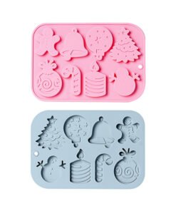 Alternative view of Vedini 8 Cavity Christmas Themed Snowman, Bell, Candle, Gingerbread Man, and Other Silicone Molds JKB-3560