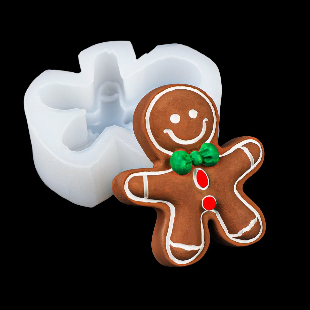 Vedini Smiley Gingerbread Man Shaped Silicone Mold Christmas Scented Candle Plaster Mold Chocolate Fondant Cookie Mold JKB-3541 - Image 4