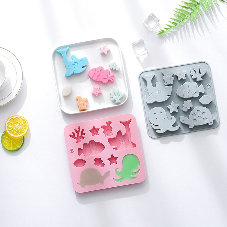 Vedini 10 Cavity Marine Fish and Sea Creature Themed Silicone Mold for Chocolate, Ice Cubes, Cake Decoration, and Baking JKB-3542 - Image 4