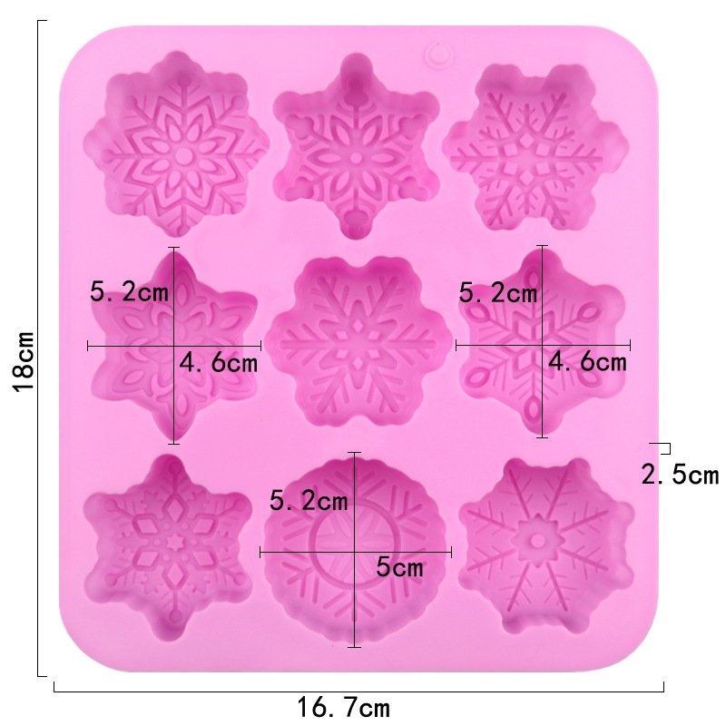 Vedini 9 Cavity Of Different Snowflake-Shaped Silicone Molds for Christmas Cakes, Ice Trays, and Chocolate Molds JKB-3557 - Image 2